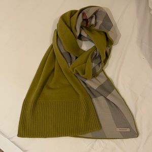 Burberry Green and Check cashmere scarf